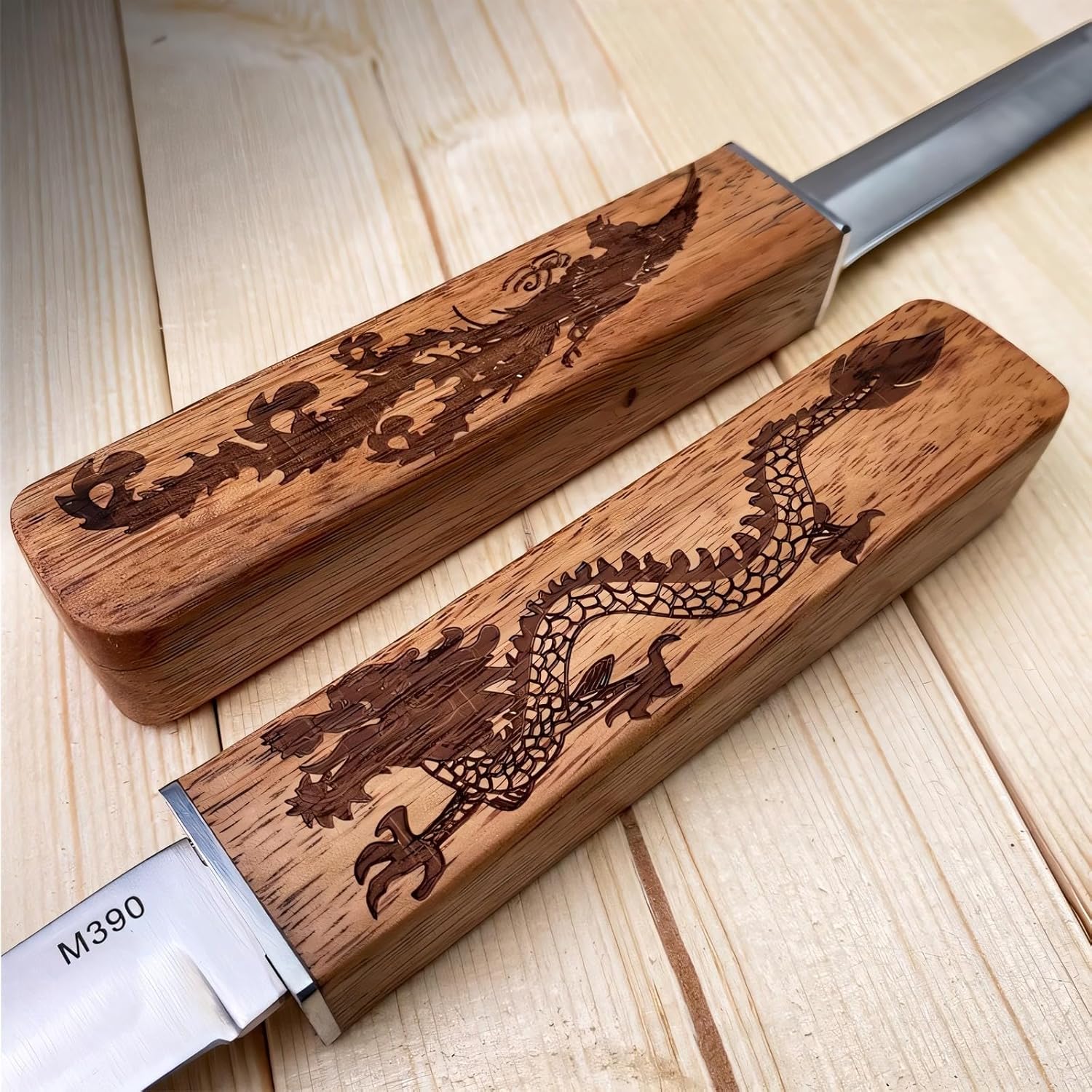 Plys Tanto Camping Knife Double Balde Outdoor Knives, Wood Handle, Hunting Essentials Gear, for Fruits Paring, Easy Storage