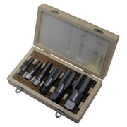 Qualtech 6 Piece Carbon Steel NPT Pipe Tap Set, 1/8", 1/4", 3/8", 1/2", 3/4" and 1" in Wooden Case, DWTPT1/8-1SET