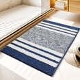 thumbnail image 6 of FEOLGEHLY Bath Mats for Bathroom Non Slip, Fluffy Absorbent Microfiber Bath mat Washable, Aesthetic Bathroom Rugs, Small Navy Blue Striped Bath Mat(Blue, 24" x 16"), 6 of 6