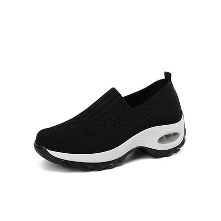 

Gomelly Women Slip On Shoes Sock Sneakers Sport Mesh Sneakers Breathable Sport Shoes Walking Shoes Platform Wedge Sneakers Black 5.5