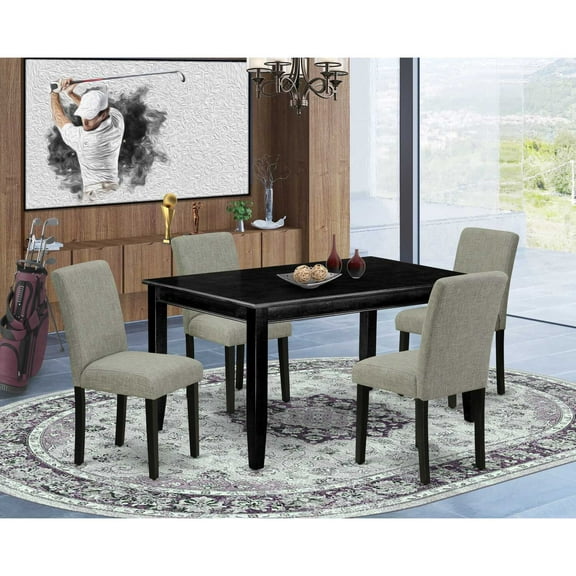 East West Furniture Dining Room Set Black, DUAB5-BLK-06