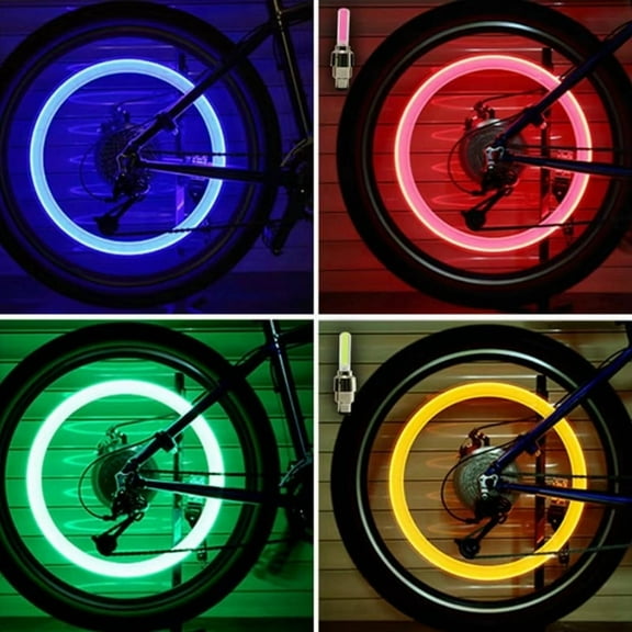 2PCS Neon Bike Spoke Lights Bicycle LED Light Tire Valve Cap Flashlight Wheel Spoke Bicycle Accessories C,2 * Wheel Tire Light,Yellow