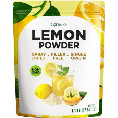 Gya Tea Co Lemon Powder 1.1lb (17.64 Oz) - 100% Fresh Natural Consistent Lemon Taste, No Sugar & Additives - Great Flavour For Drinks, Baking - Non-GMO, Filler Free, Vegan-Friendly
