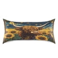 thumbnail image 3 of Haosy Satin Pillowcase for Hair and Skin Standard Cooling Silk Pillow Case with Envelope Closure Highland Cow in Sunflowers Field 20"x30", 3 of 9