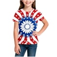 thumbnail image 6 of ITSAME 4th of July T-Shirts for Girls American Flag Patriotic Graphic Tee Independence Day Tops Dark Blue Size 5-6, 6 of 6