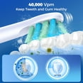 thumbnail image 4 of Homitt Electric Toothbrush, 5 Modes & 8 Replaceable Brush Heads, 40000vpm Deep Clean, Electric Toothbrush for Adults Lasts 60 Days, 2 Minute Smart Time, for Travel, Gifts, White, 4 of 9
