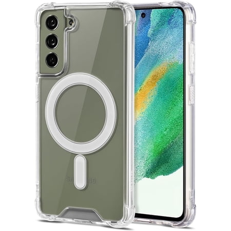 Dteck Magnetic Clear Back Case for Samsung Galaxy S25 5G, Compatible with MagSafe Accessory, Shockproof Slim Soft TPU Protective Hard PC Back Phone Cover,Clear
