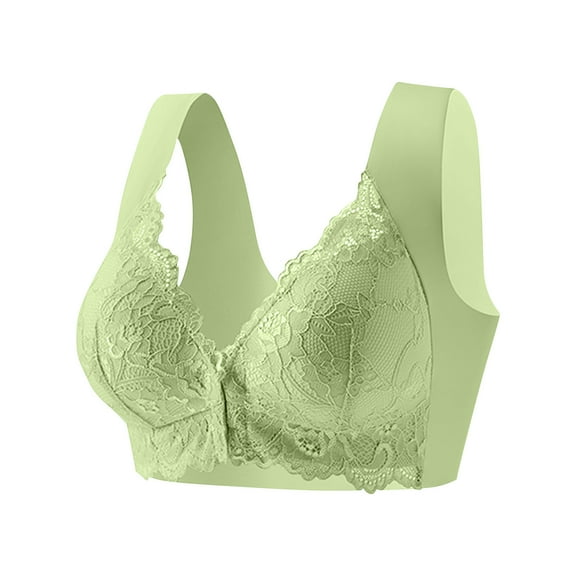Women Lace Bras Front Closure Bralette Wide Straps Brassiere Plus Size Lingeries Wirefree Underwear Lingerie Heavy Breast Camisole Bra Seamless Bra