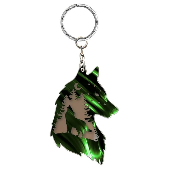 Wolf Key Chain for Women, Metal Alloy Construction, Engraved Wolf Design, 2.5 in Length, Lightweight Decorative Accessory, Ideal Gift for Wolf Enthusiasts