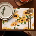 thumbnail image 5 of Leaf Newspaper Text Sunflower Pattern Summer Placemats Table Placemats Set Of 4-Linen Kitchen Washable Placemats Table Mats 11.8"x17.7" Non-Slip Heat Resistant, 5 of 6