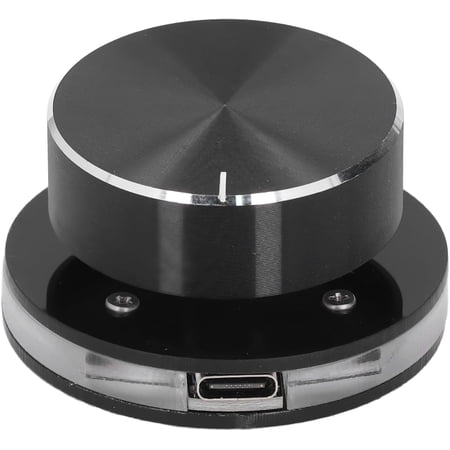 Qczoyp Type-C USB Volume Control Knob, External Multimedia Volume Controller with RGB LED Light, Plug and Play Audio Volume Adjust Knob Compatible with Windows Mac Android Phone Tablet
