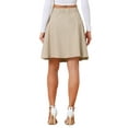 thumbnail image 3 of INSPIRE CHIC Women's Skirts High Waisted A-Line Flared Casual Jean Denim Skirt XS Khaki, 3 of 6