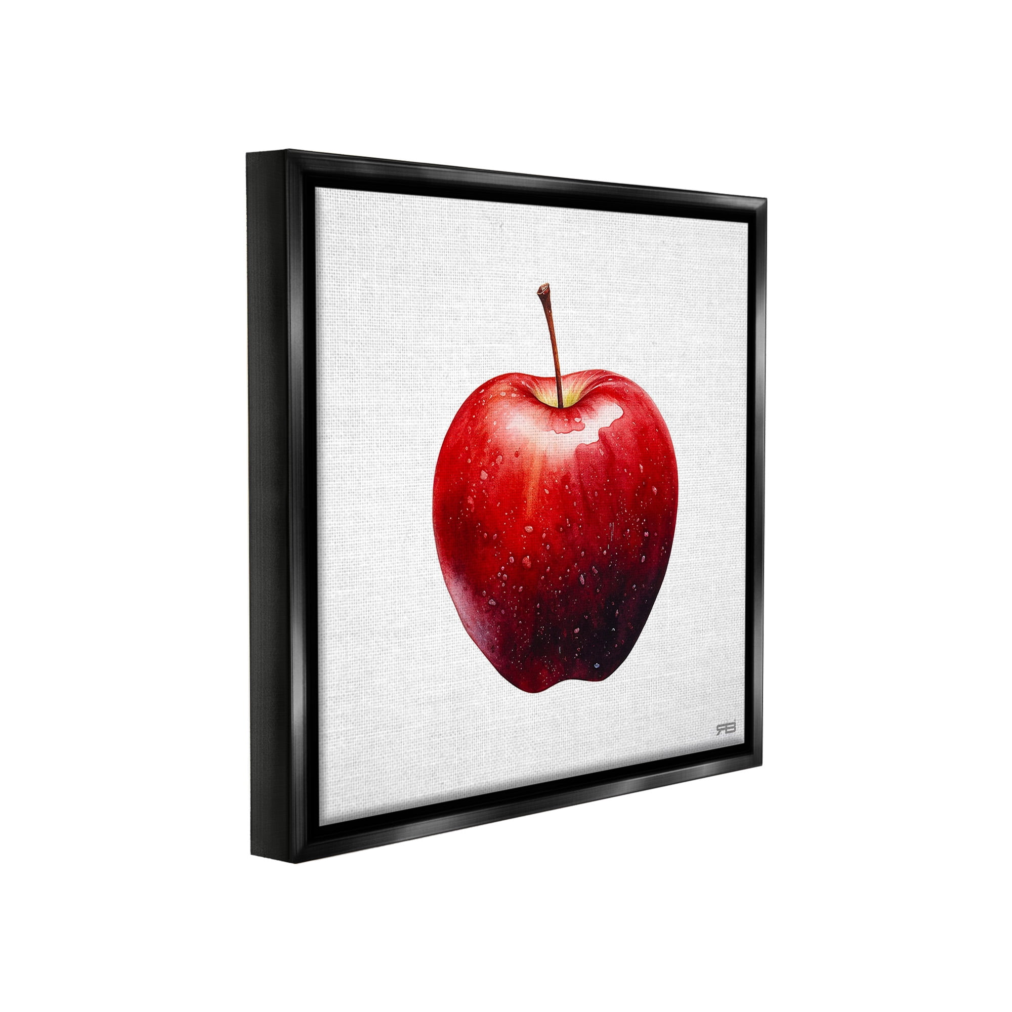 Stupell Industries Bold Red Apple Food & Beverage Painting Black Floater Framed Canvas Art Print Wall Art, 25 x 25
