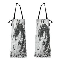 Qxltty Black Dragon 2 Pack Washable Eco-Friendly Seat Back Hanging Car Trash Bag for Travelling Picnic Outdoor