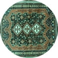 thumbnail image 1 of Ahgly Company Machine Washable Indoor Round Persian Turquoise Blue Traditional Area Rugs, 6' Round, 1 of 4