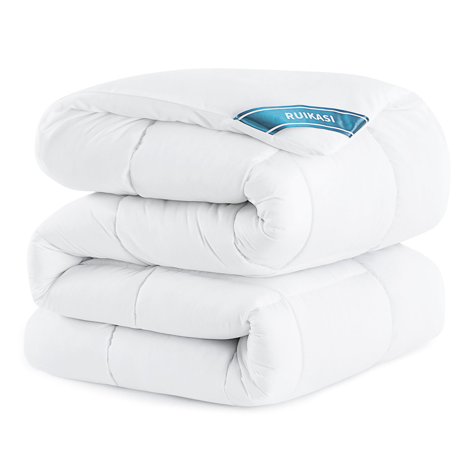 RUIKASI White Queen Duvet Insert -Fluffy Soft Quilted Bed Comforter, Warm Down Alternative Duvet with Corner Taps, Box Stitched, 88x88 inch