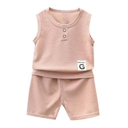 

Toddler Short Set Pjs Toddler Infant Baby Girl Boy Summer Shorts Set Ribbed Knit Sleeveless Tank Top and Casual Shorts 2Pcs Outfit Set Baby Girl Clothes 3-4 Years Pink