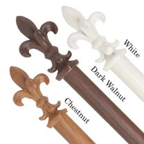 1" Dia Faux Wood Curtain Rod 28-48 inch with Adrean Finials - Pearl White