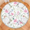 thumbnail image 2 of Pioneer Flower Floral Print Pattern Round Fitted Tablecloth with Elastic Edge,Dining Table Cover Waterproof,Outdoor Round Tablecloth for Camping,Dining,Indoor and Outdoor, 2 of 7