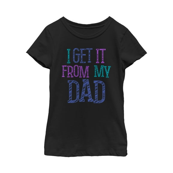 Girl's Lost Gods Father's Day Get it From Dad  Graphic Tee Black Medium