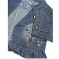 thumbnail image 3 of KIDSCOOL SPACE Little Girl Flower Embroidery Ruffled Hem Double Breasted Jean Jacket 6T, 3 of 6