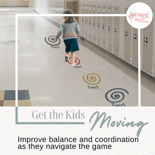 Twirl Spin Sensory Path Floor Decals for Kids - Die-Cut Vinyl Sensory Walk Decals - Education Sensory Walking Path Stickers - Daycare & School Hallway Decor - Classroom Floor Stickers - 4PC