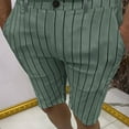 thumbnail image 2 of Leesechin Beach Shorts for Men Men's Stripe Casual Five-point Pants Suit Shorts Have Pockets Button Pants, 2 of 6