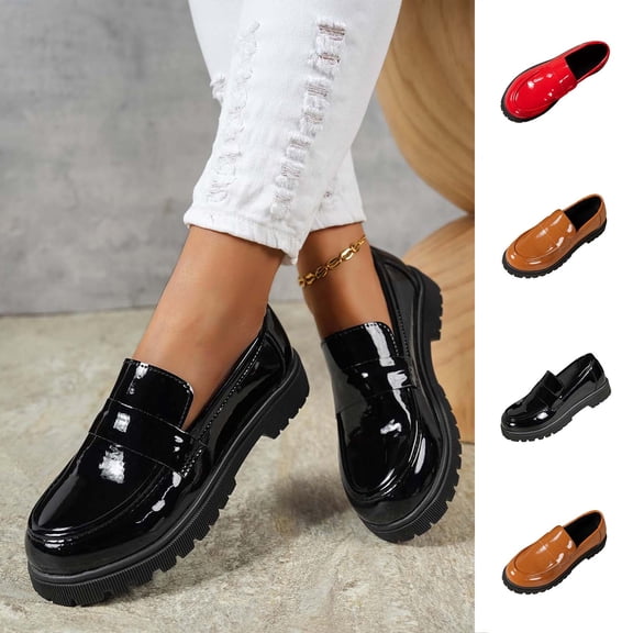 Hinvhai Loafers for Women Penny Loafer Business Casual Shoes Women's Loafers & Slip-Ons Ladies Flats Comfortable Dressy Red 9.5(43)