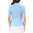 thumbnail image 3 of INSPIRAR CHIC Blusa de Lunares para Mujeres con Cuello Peter Pan y Lazo en el Cuello, Manga Abullonada, Camisa Vintage Talla XS Color Verde Menta, 3 of 6