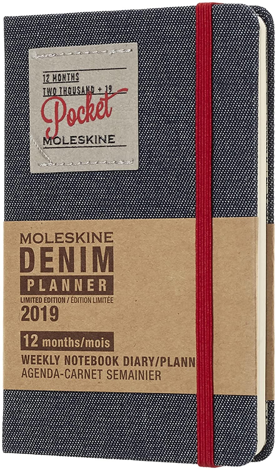 Moleskine 2019 12M Limited Edition Denim Weekly Notebook, Pocket