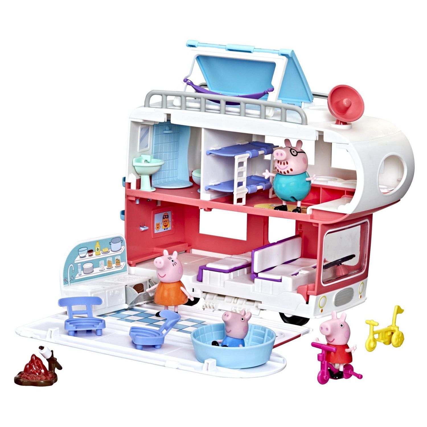 Peppa Pig Toys Peppa's Family Motorhome Playset, Preschool Toys for Ages 3+ with Sound Effects