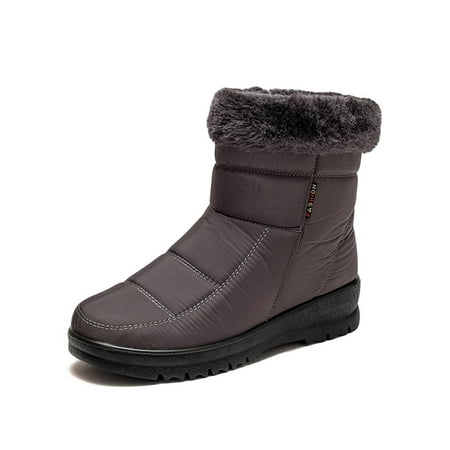 

Difumos Women Comfort Zip Up Winter Warm Shoes Non-slip Thick Fleece Snow Boots Outdoor Waterproof Mid Calf Boot Grey 8