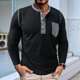 thumbnail image 4 of Camisetas Henley de Larga Raglán para Hombre, Informales, Ajustadas y A . Negro M, 4 of 6