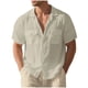 thumbnail image 4 of Ceisia Men's Relaxed Fit Short Sleeve Turndown Collar Slub Linen Shirt with Dual Chest Pockets Khaki M Gifts, 4 of 9