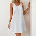 thumbnail image 5 of Zynoxe Mini Dresses for Women Summer V-neck Sleeveless Hollow Out Strap Sundress Casual Ventilate Peasant Gauze Lounge Beach Dresses White L, 5 of 9