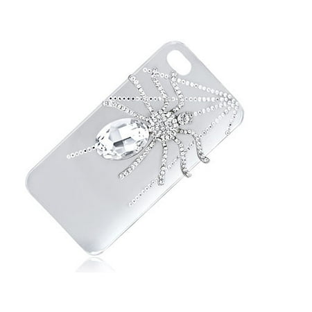 Silver Tone Clear Spider Spinning Web Crystal Element iPhone 4S (Best Web Browser Iphone 4s)