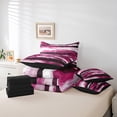 thumbnail image 4 of YST 7-Piece Hot Pink Ombre Comforter Set, Twin – Abstract Ocean Wave, Geometric Stripe, Oil Painting, 4 of 4