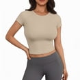 thumbnail image 2 of LIUJUNSHOP Seamless Crop Workout Tops for Women - Athletic Running Gym Yoga Short Sleeve Shirts Basic, 2 of 5