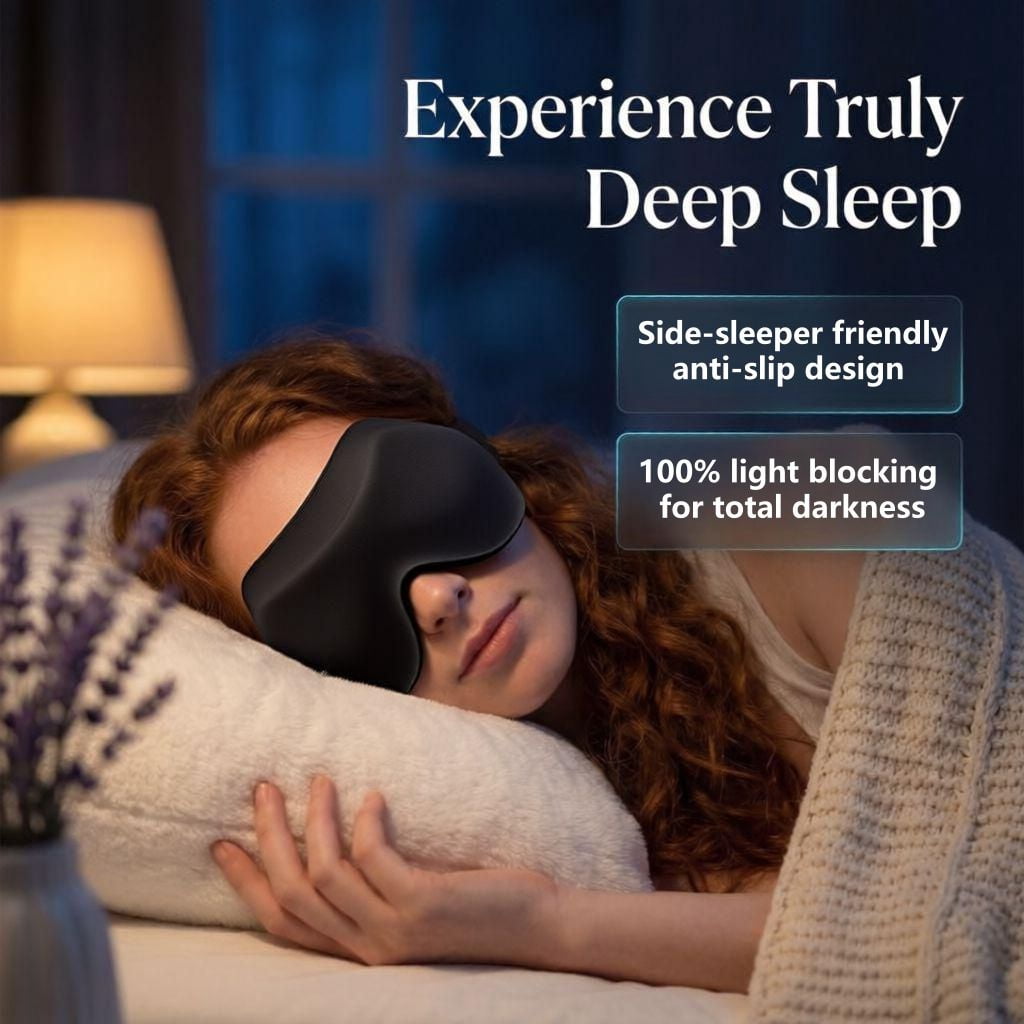 3 Pack Sleep Masks for Women & Men: Blackout Eye Mask for Sleeping - Soft 3D Contoured Zero Pressure Comfort for Side Sleepers and Travel