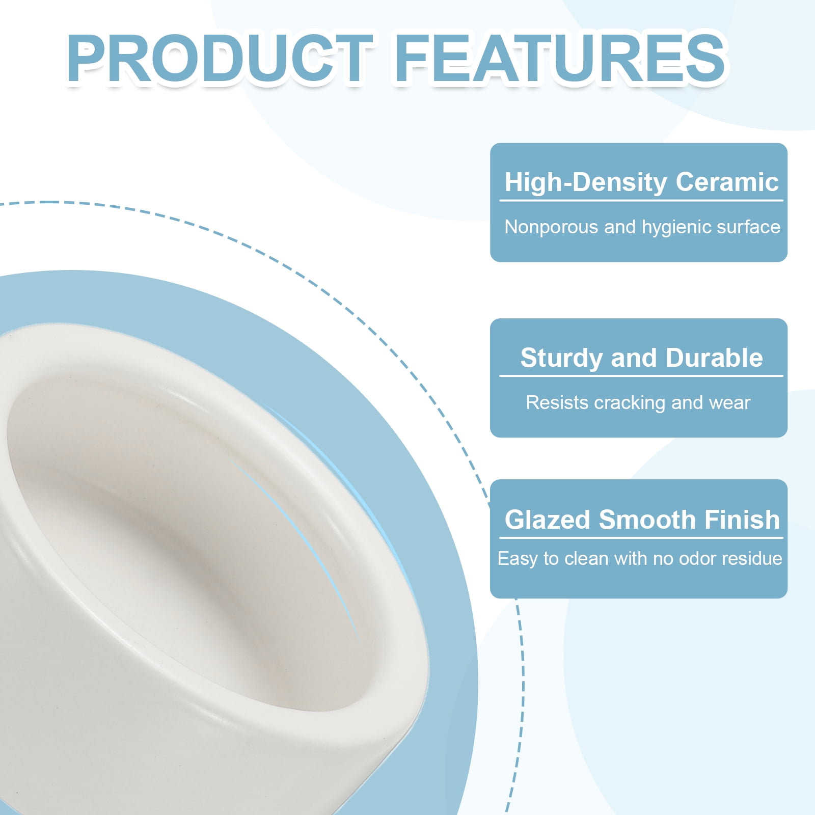 Reptile Food Bowl, Worm Water Dish Ceramic Pet Bowl Food Dish (4 In, White, 2 Pack), for Gecko Scaled Pet
