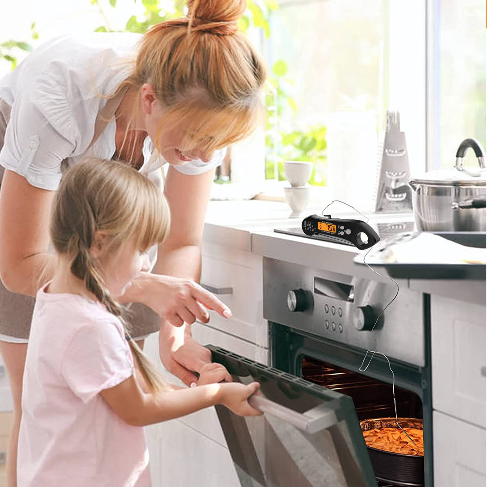 AYYUFE Cooking Thermometer Waterproof Double Probe ABS Clear Digital Display Meat Thermometer Kitchen