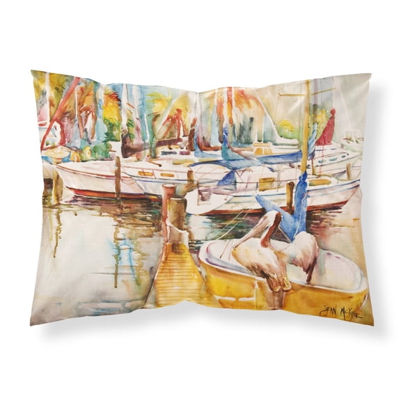 Carolines Treasures JMK1042PILLOWCASE Sailboat  with Pelican Golden Days Fabric Standard Pillowcase Standard multicolor