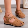 thumbnail image 4 of Wedge Sandals for Women with Ankle Strap Comfortable Slip On Casual Dressy Shoes Close Toe Breathable Walking Sandal White Size 6.5, 4 of 9