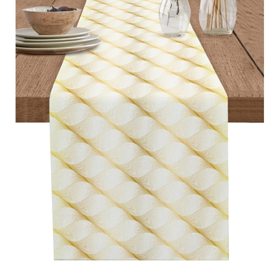 Hokiten Table Runners 60 Inches Long Dress Scarves, Yellow Geometric Farmhouse Kitchen/Dining Table Runner, Small Coffee Tablerunners, Modern Moire Abstract Art Aesthetics 13x60 Inch