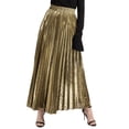 thumbnail image 1 of B91xZ Jupe Cargo Mini pour Femmes Décontractée Longueur Genou Jupe Midi Évasée Extensible, Or S, 1 of 4