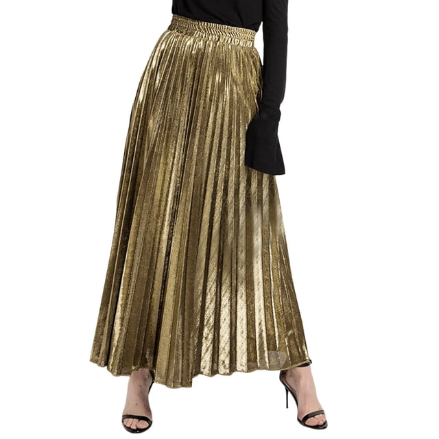 B91xZ Jupe Cargo Mini pour Femmes Décontractée Longueur Genou Jupe Midi Évasée Extensible, Or S