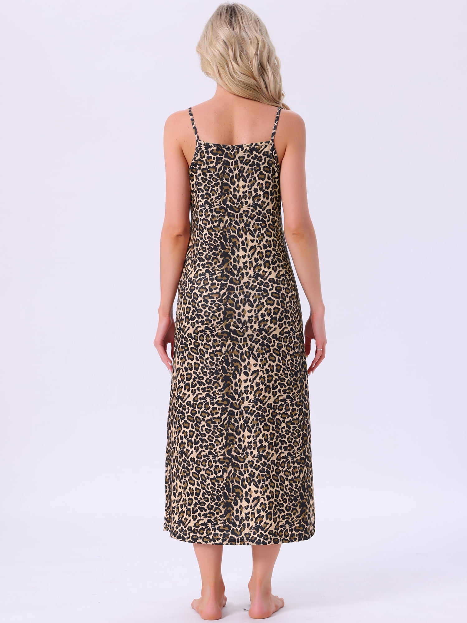 DARING DIVA Women's Spaghetti Strap Full Slip Midi Under Dress 3XL Leopard