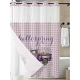 thumbnail image 3 of No Hook Shower Curtain with Snap-in Liner, Truck Lavenders Waterproof Fabric Bathroom Curtains, Purple Buffalo Plaid Farmhouse Bath Curtains & Mesh Top Window 72"x96" Extra Long, 3 of 9