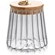 thumbnail image 1 of Glass Coffee Canister Airtight Storage Jar Petal Decorative Container with Bamboo Lid Metal Handle Easy to Grasp (small conical), 1 of 4