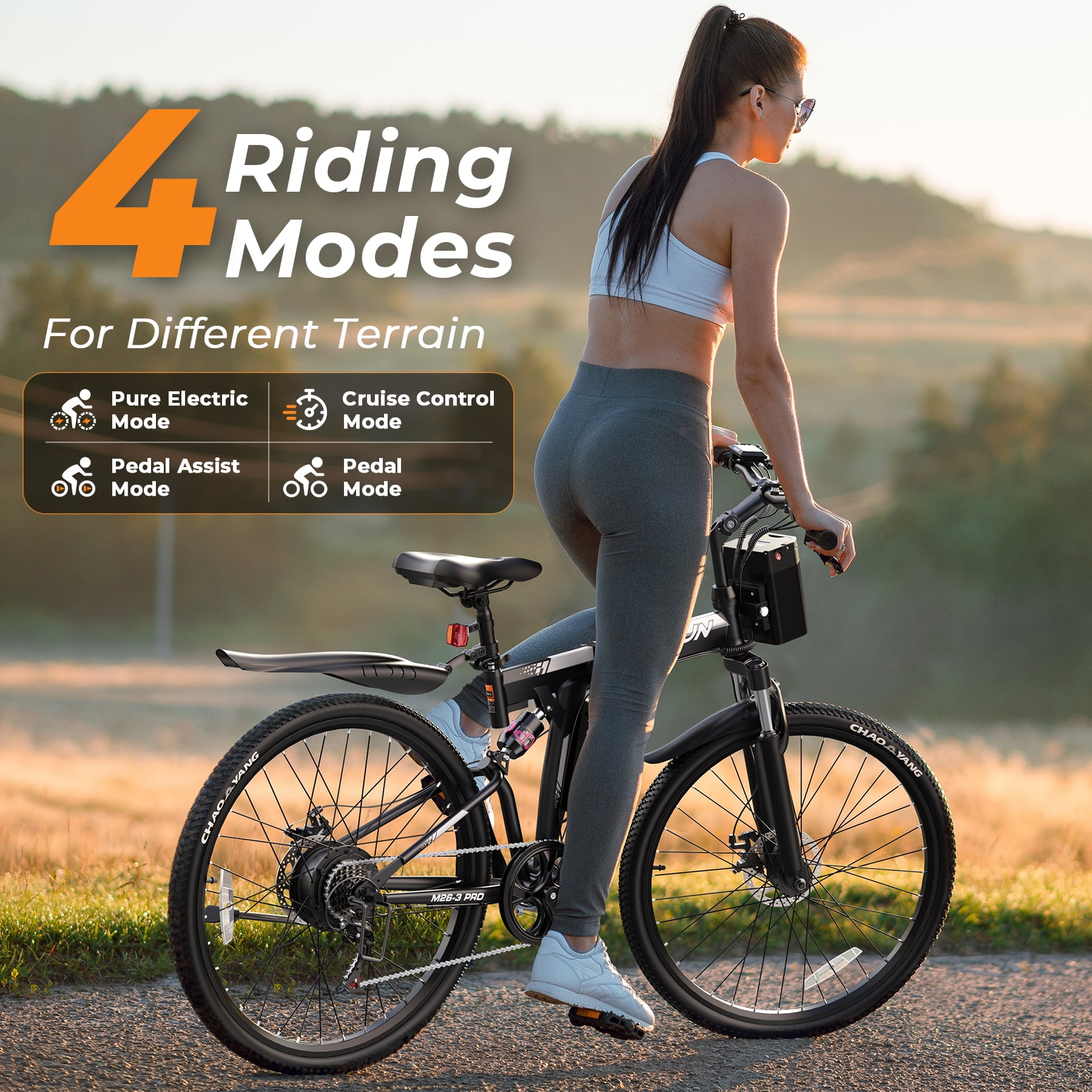 VARUN Electric Bike, 26" Foldable Ebike, Peak 750W Motor, 48V 374.4Wh Battery, up to 20+mph 50 Miles, 7 Speeds with Bike Pump, Phone Holder & Bike Lock & Rear Light, E Bike for Adult, UL2849(Black)
